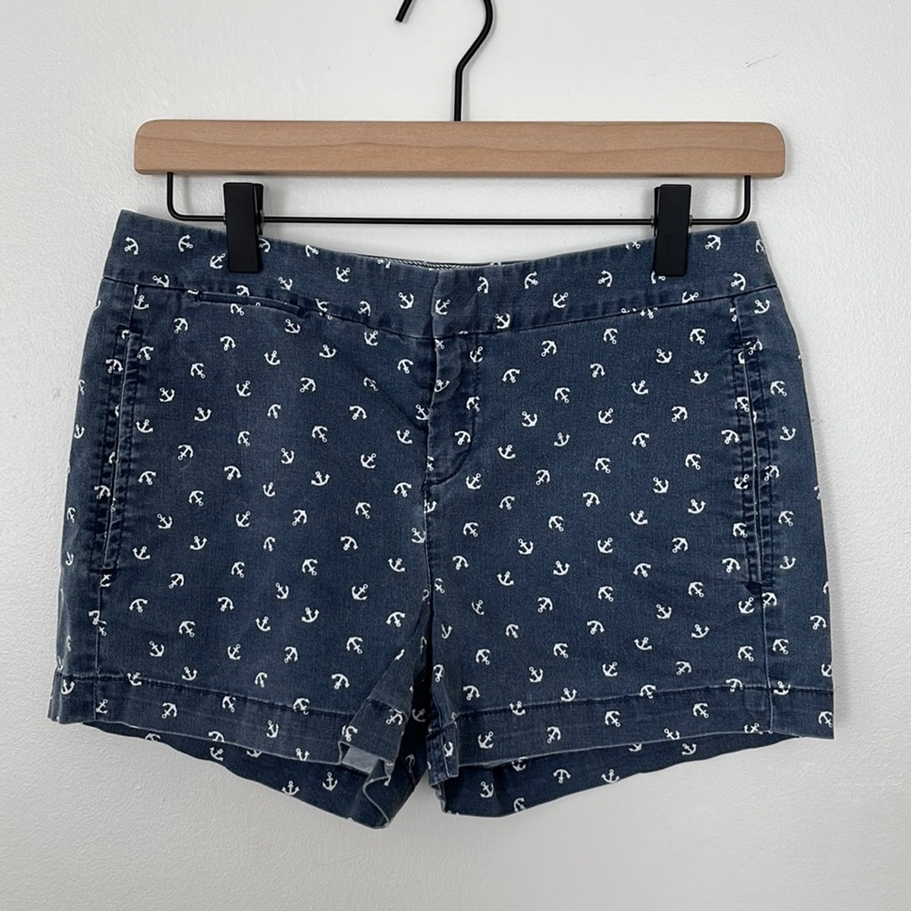 Blue and White Anchor Print Shorts by hinge